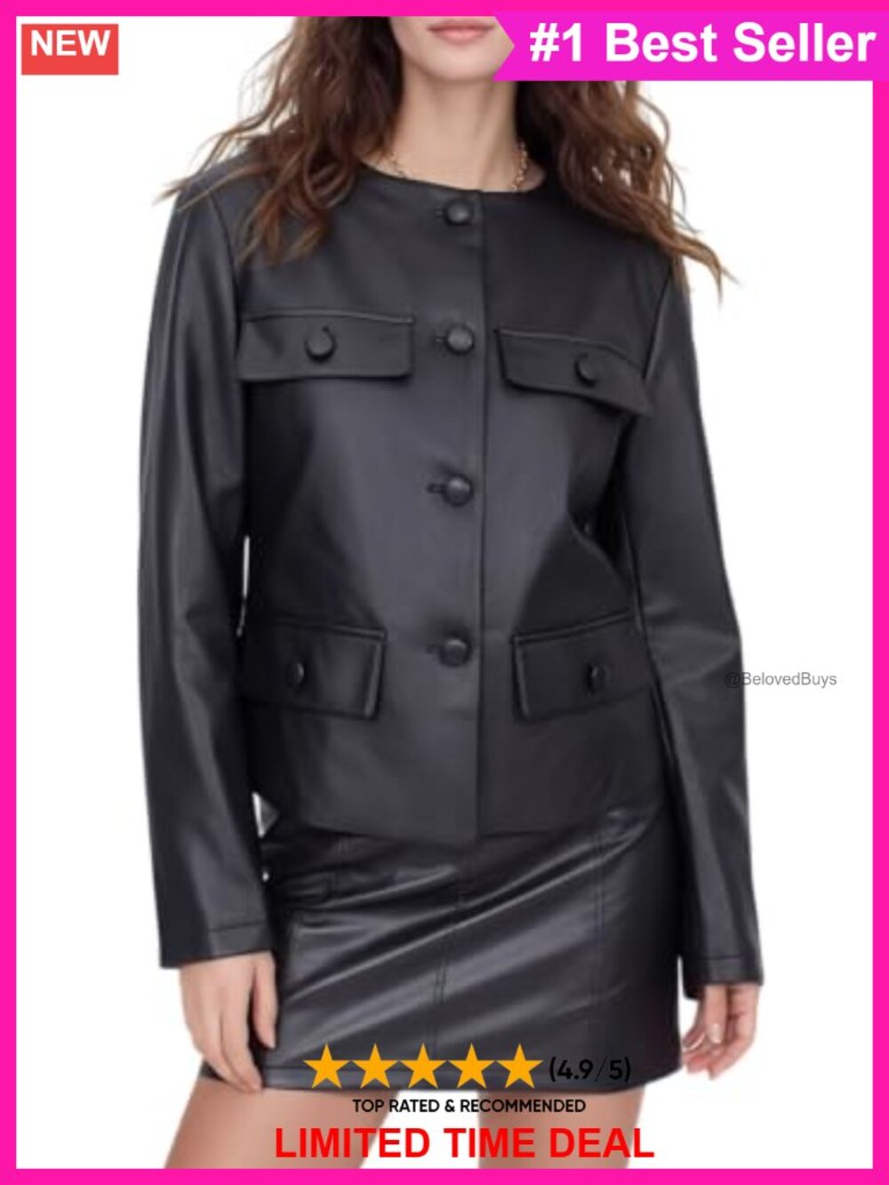 Faux Leather Oversized Classic Casual Jacket